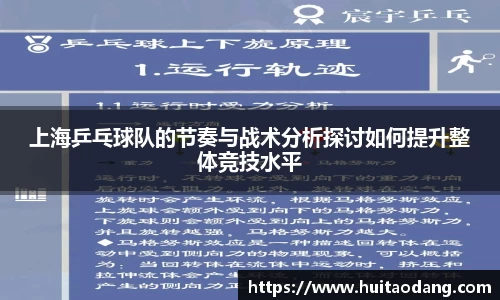 上海乒乓球队的节奏与战术分析探讨如何提升整体竞技水平